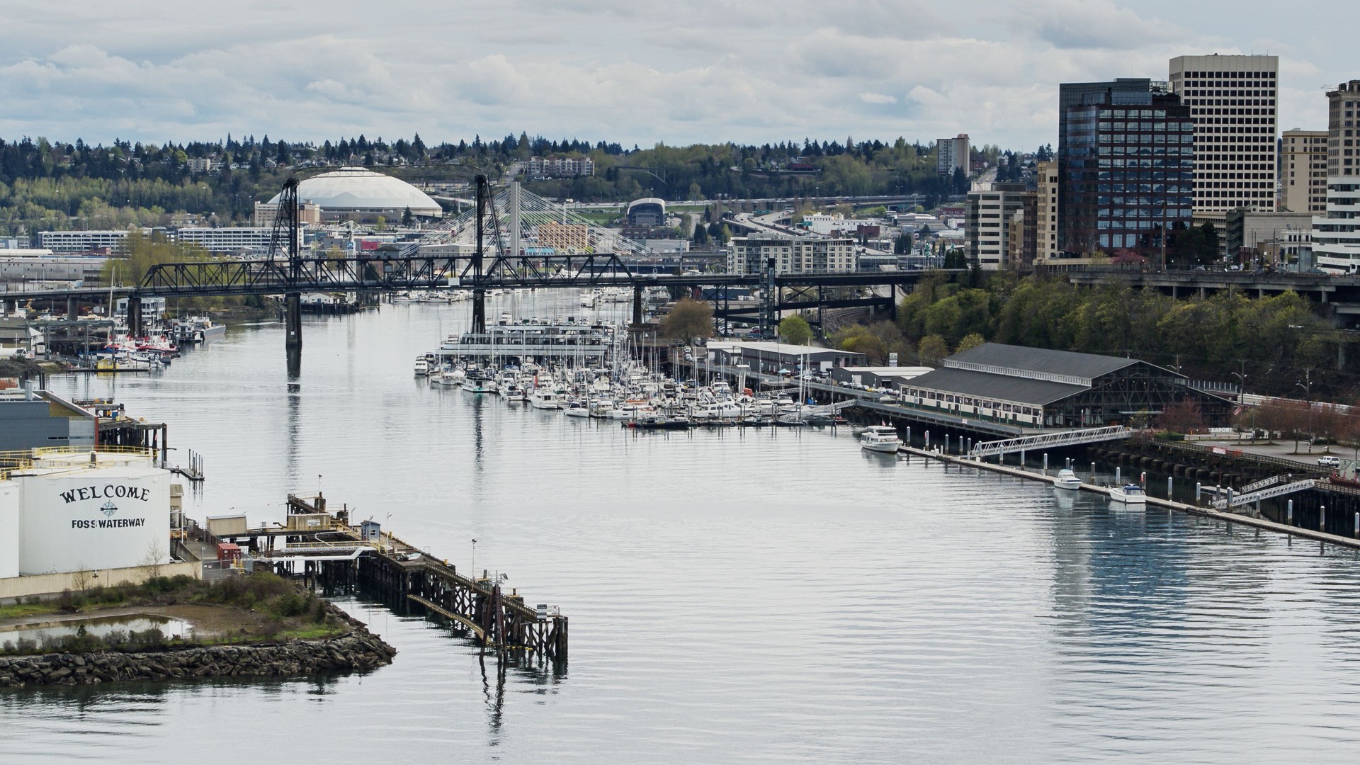 Thea Foss Waterway and Tacoma - Aerial